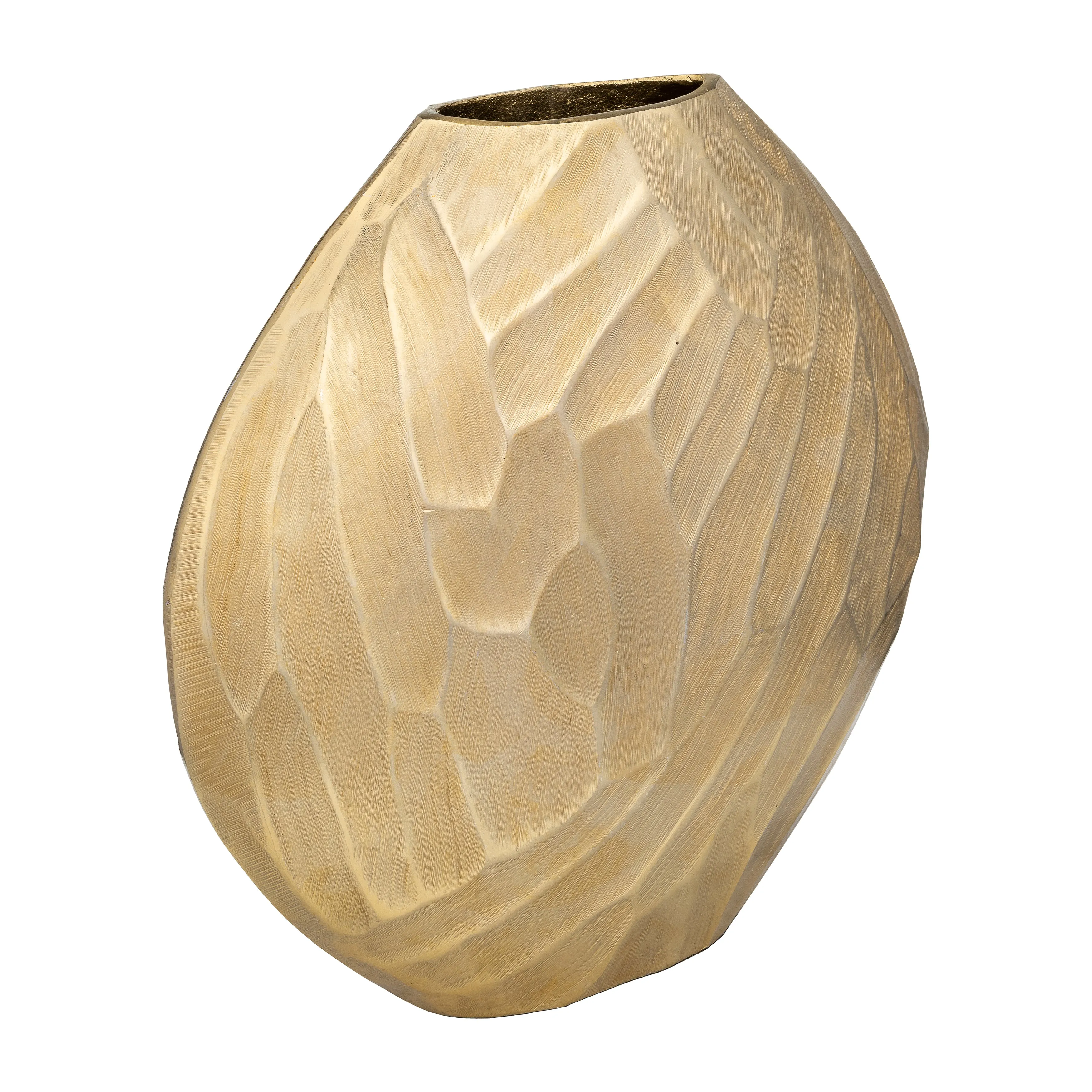 ALUMINUM 14"H HAMMERED VASE, CHAMPAGNE