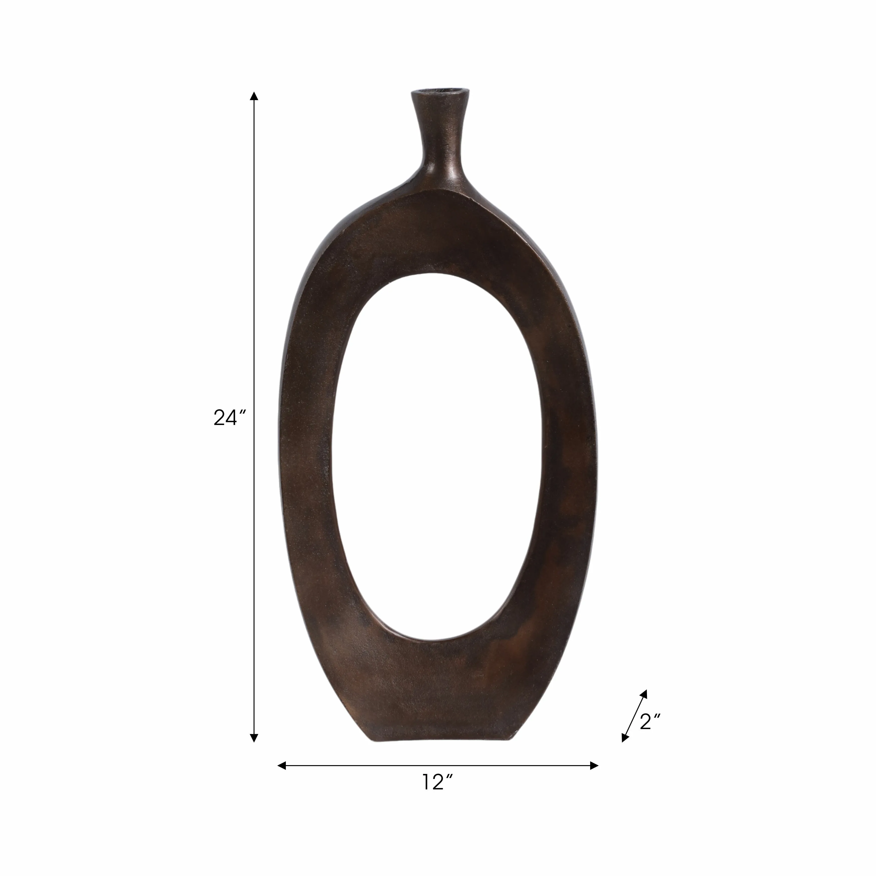 ALUMINUM 25"H CUT-OUT VASE, BRONZE