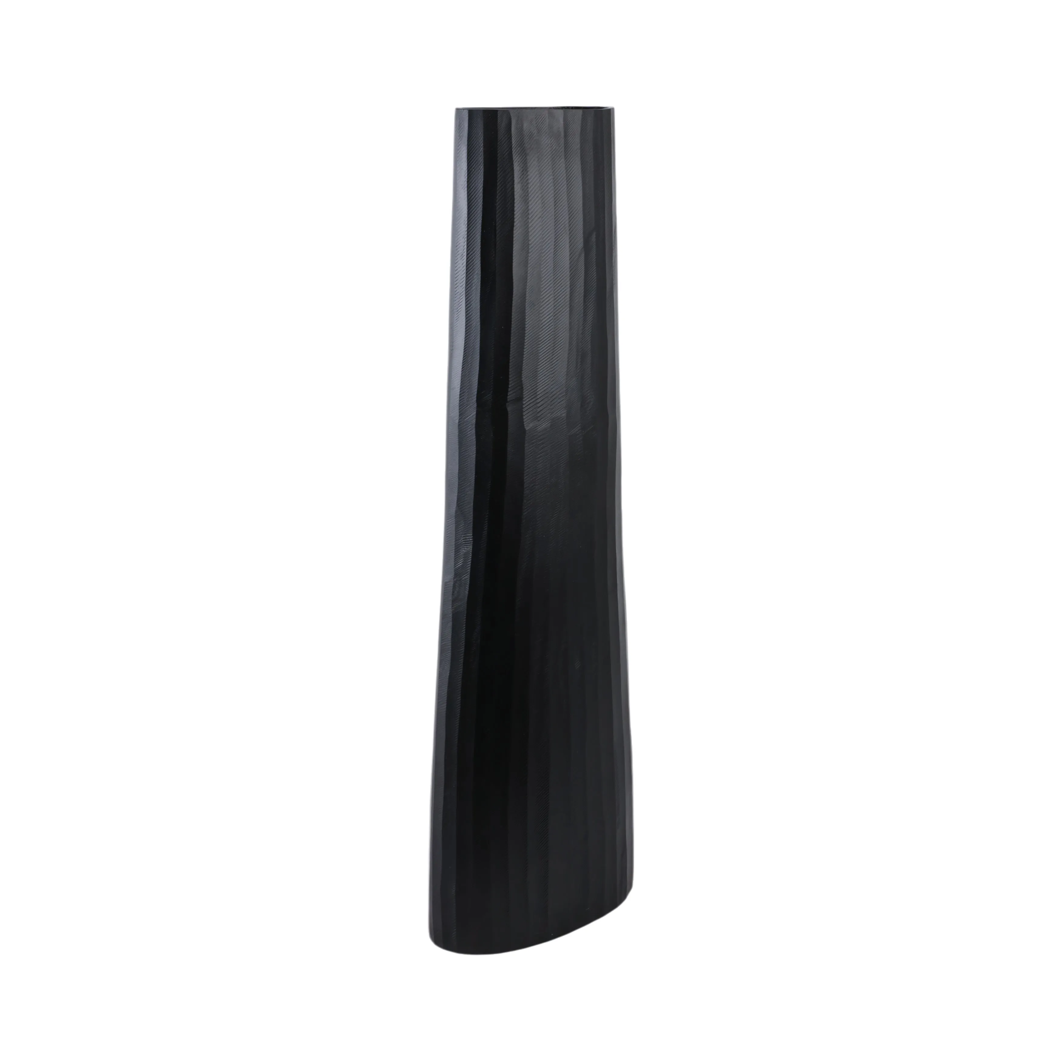 ALUMINUM 36" TEXTURED VASE, MATTE BLACK