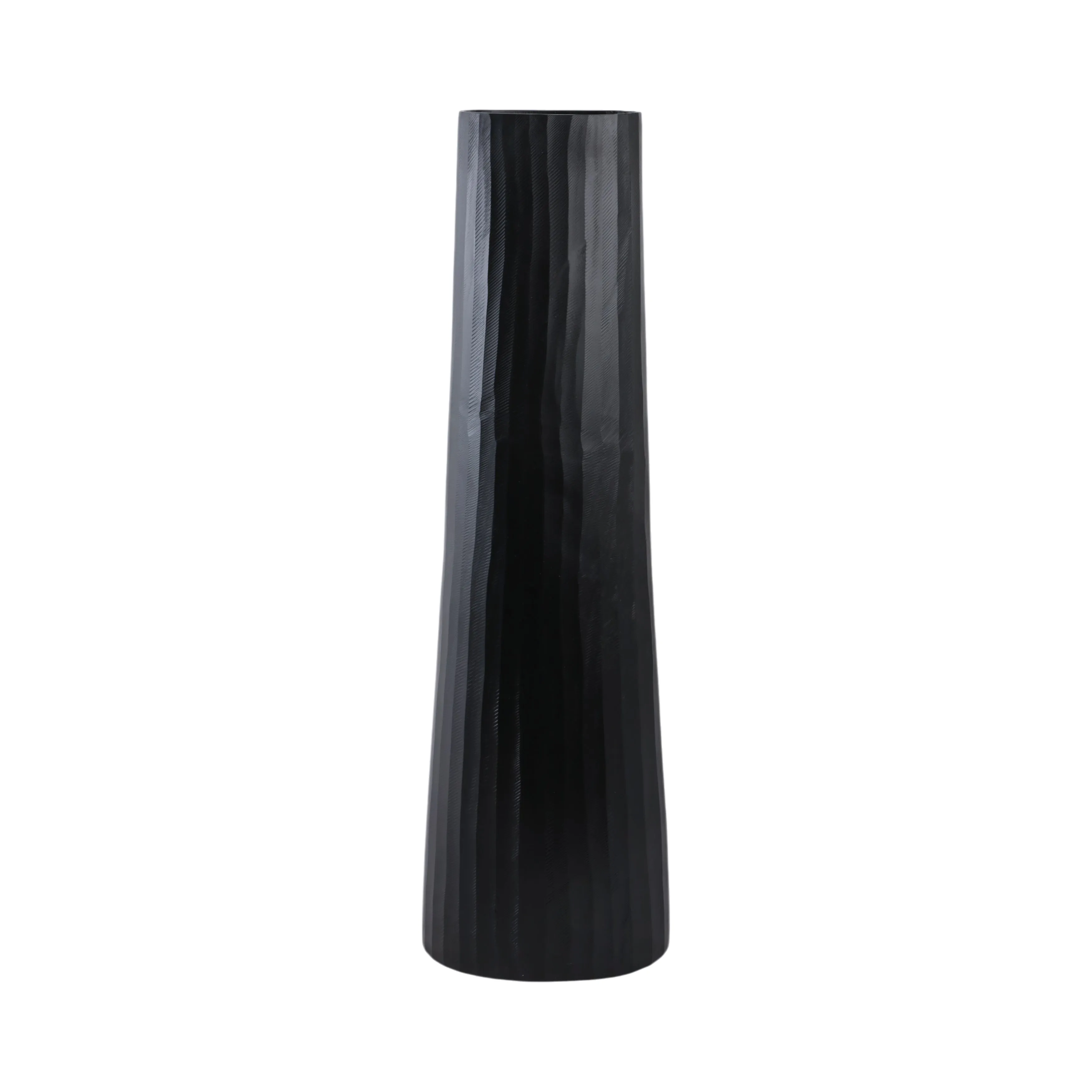 ALUMINUM 36" TEXTURED VASE, MATTE BLACK