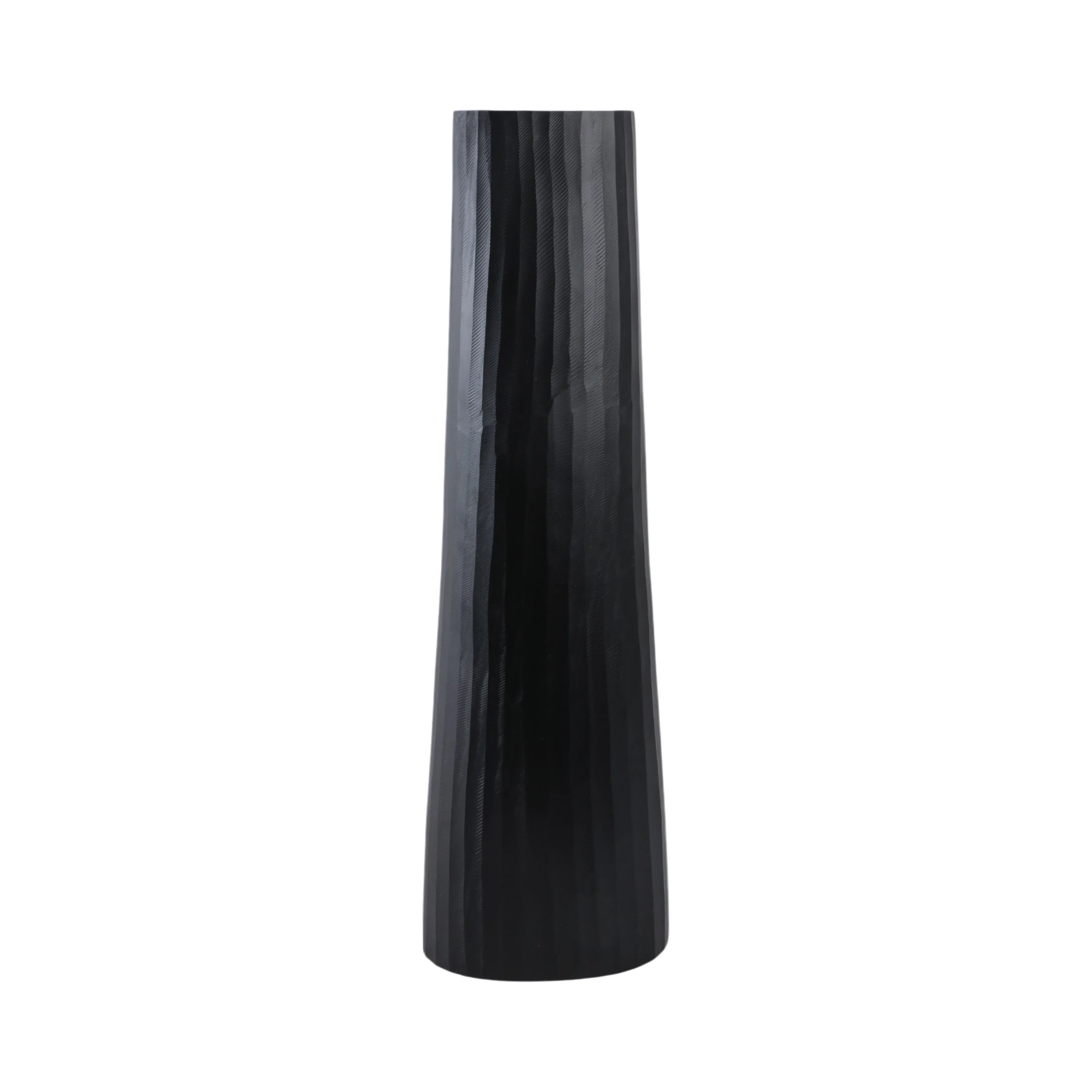 ALUMINUM 36" TEXTURED VASE, MATTE BLACK