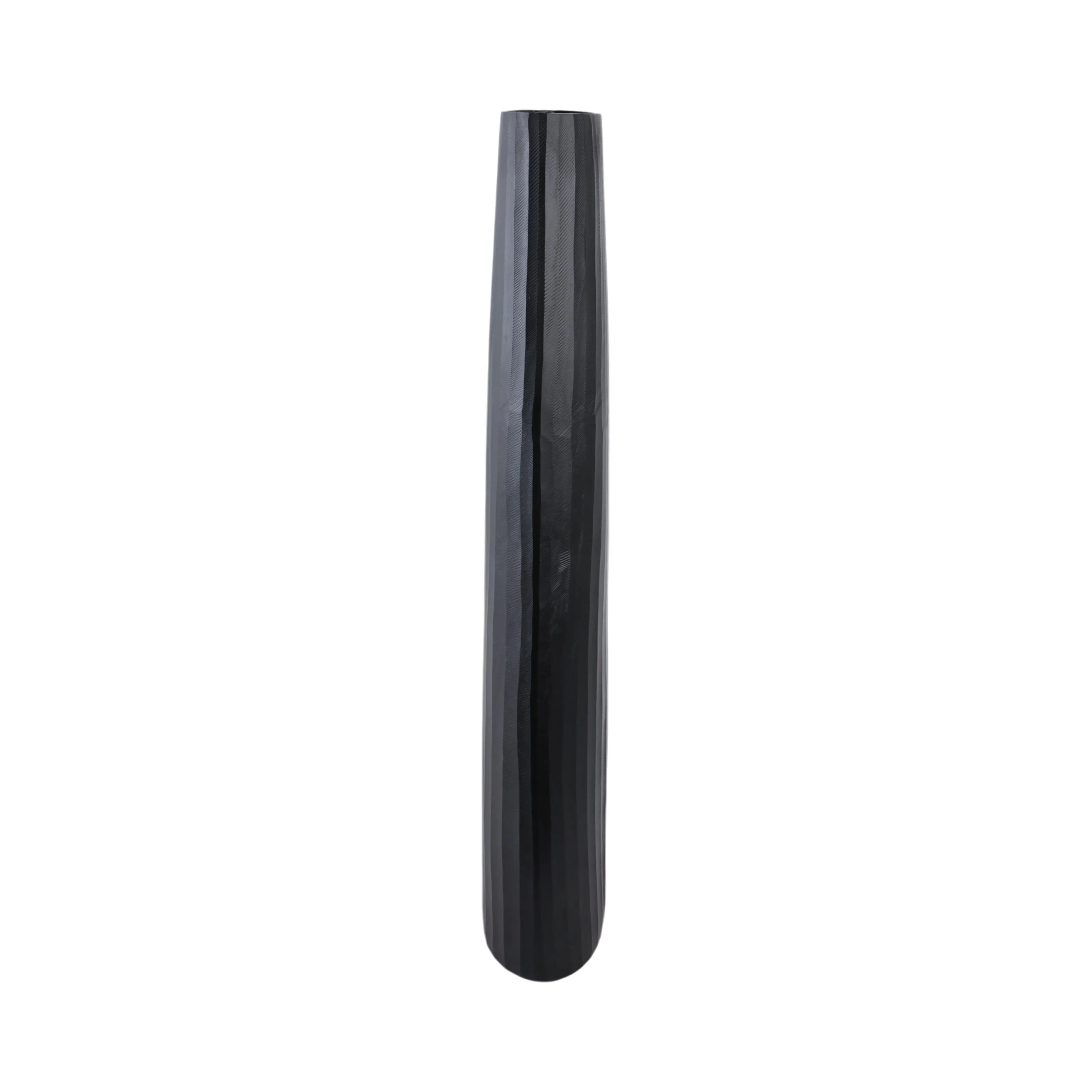 ALUMINUM 36" TEXTURED VASE, MATTE BLACK