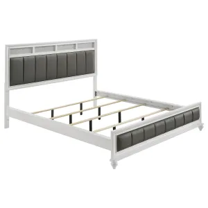 Barzini California King Upholstered Panel Bed White