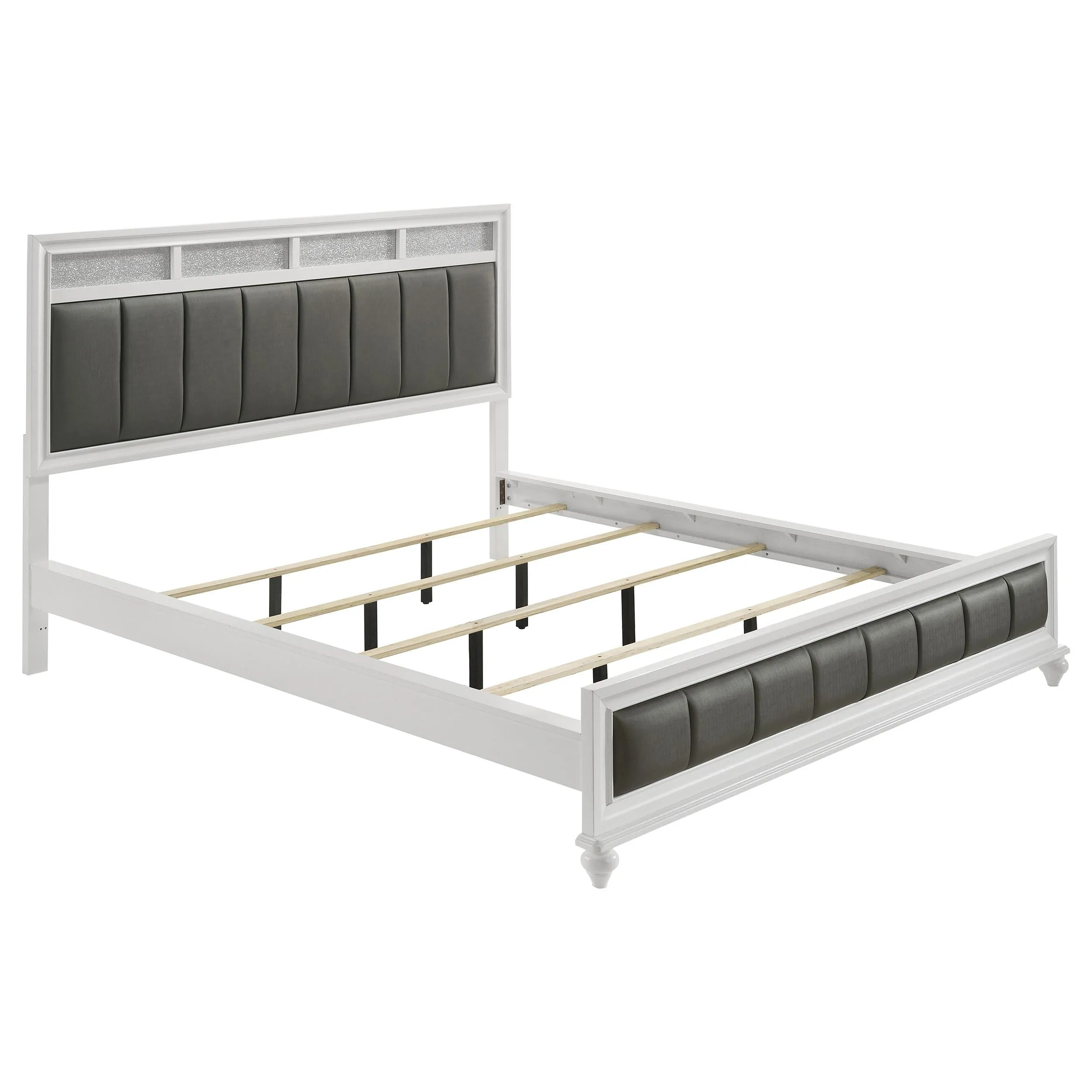 Barzini California King Upholstered Panel Bed White