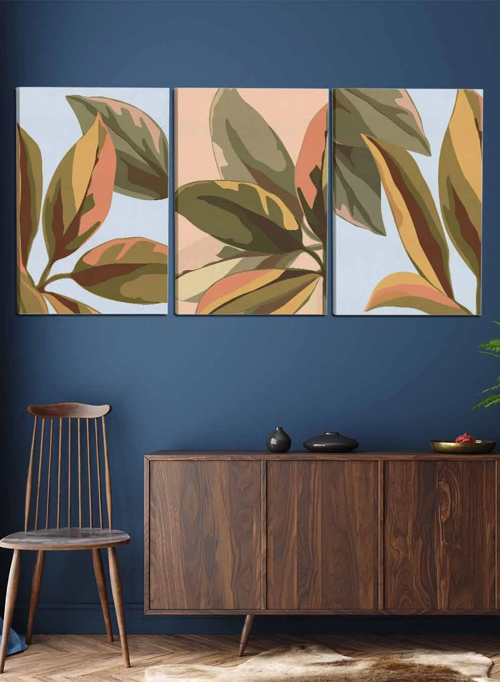 Botanical Large Leaves Paintings(set of 3)