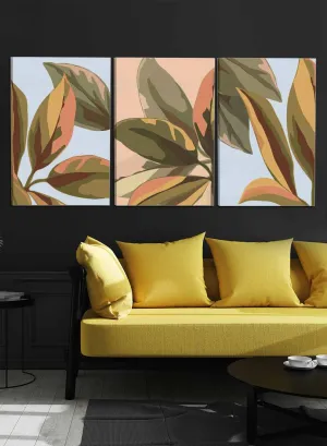 Botanical Large Leaves Paintings(set of 3)