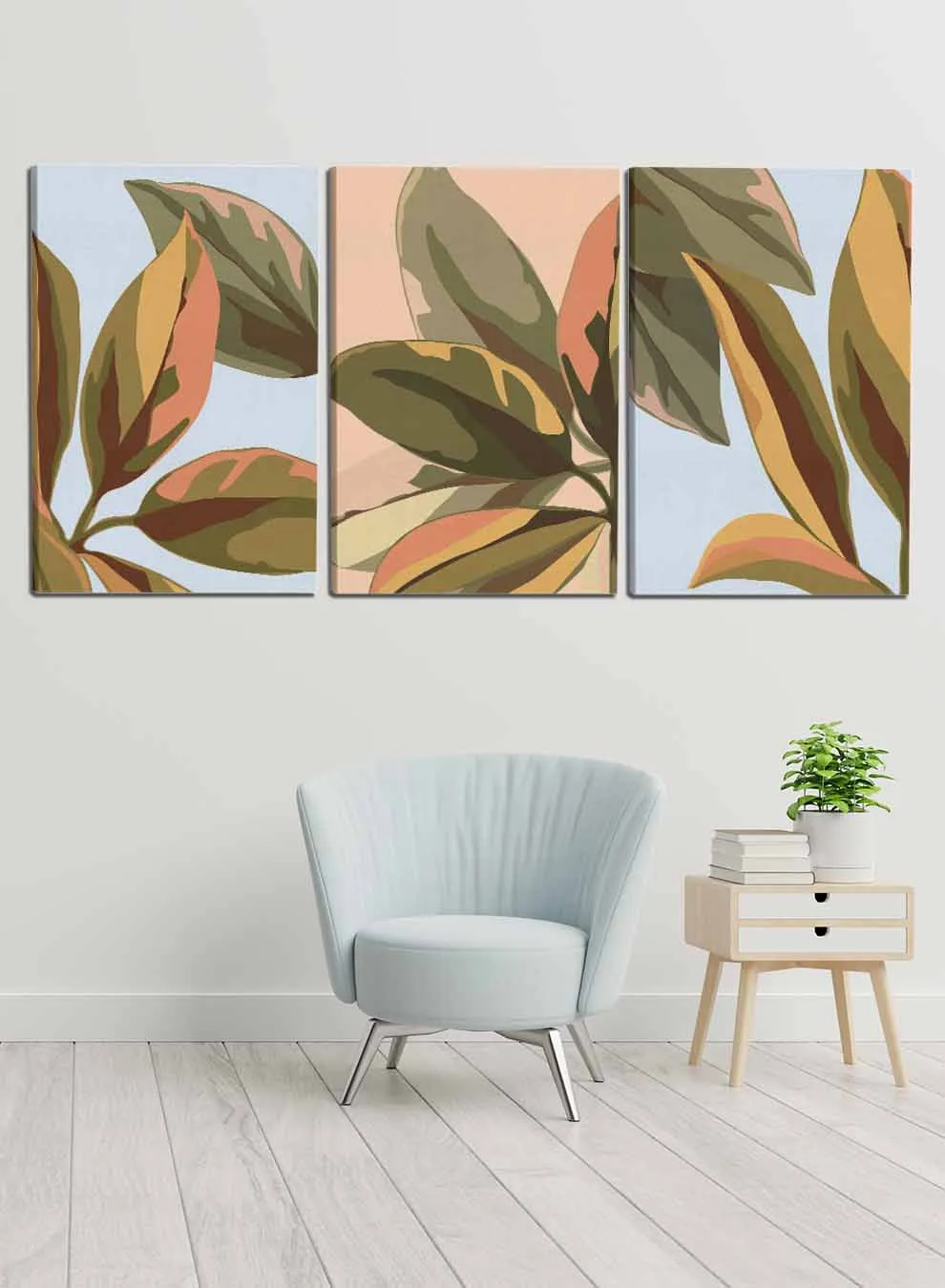 Botanical Large Leaves Paintings(set of 3)