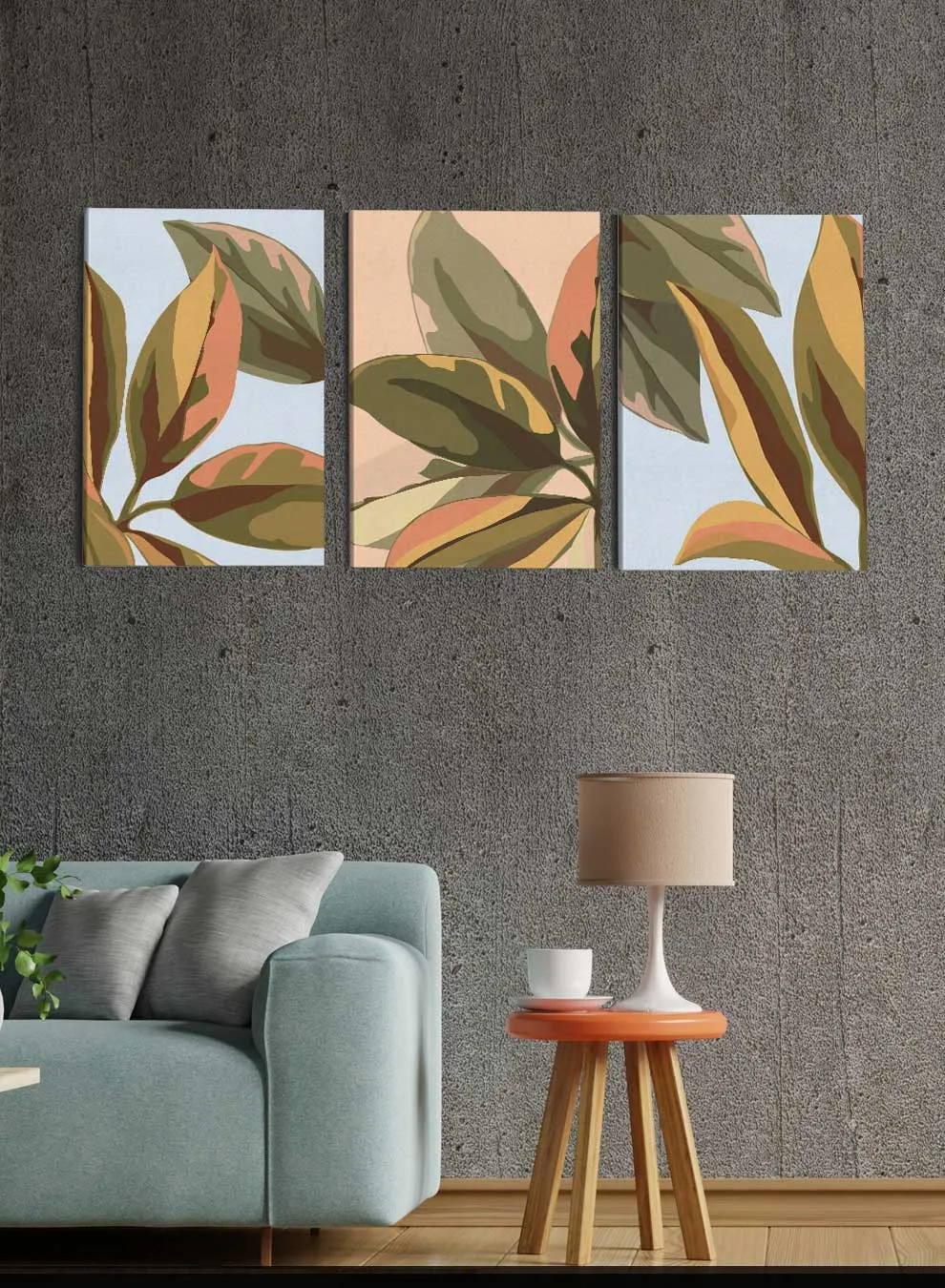 Botanical Large Leaves Paintings(set of 3)