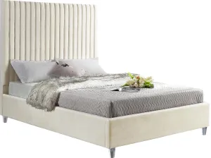 Candace Cream Velvet Queen Bed