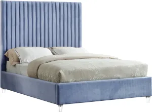 Candace Sky Blue Velvet Full Bed