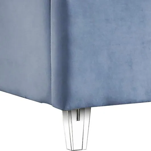 Candace Sky Blue Velvet Full Bed