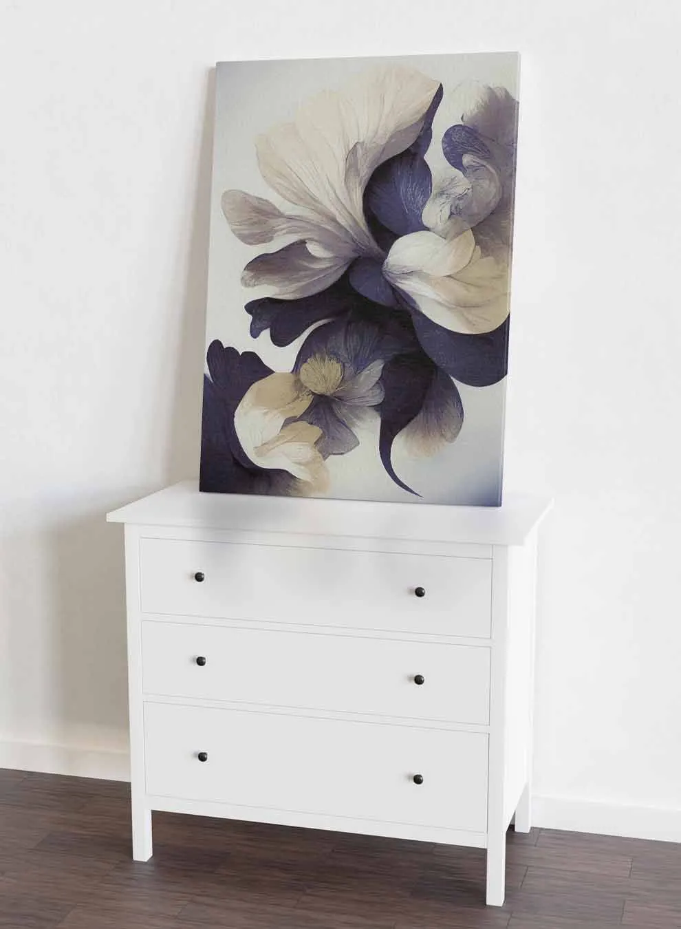 Canvas Wall Art Stretched Over Wooden Frame with Black Floating Frame