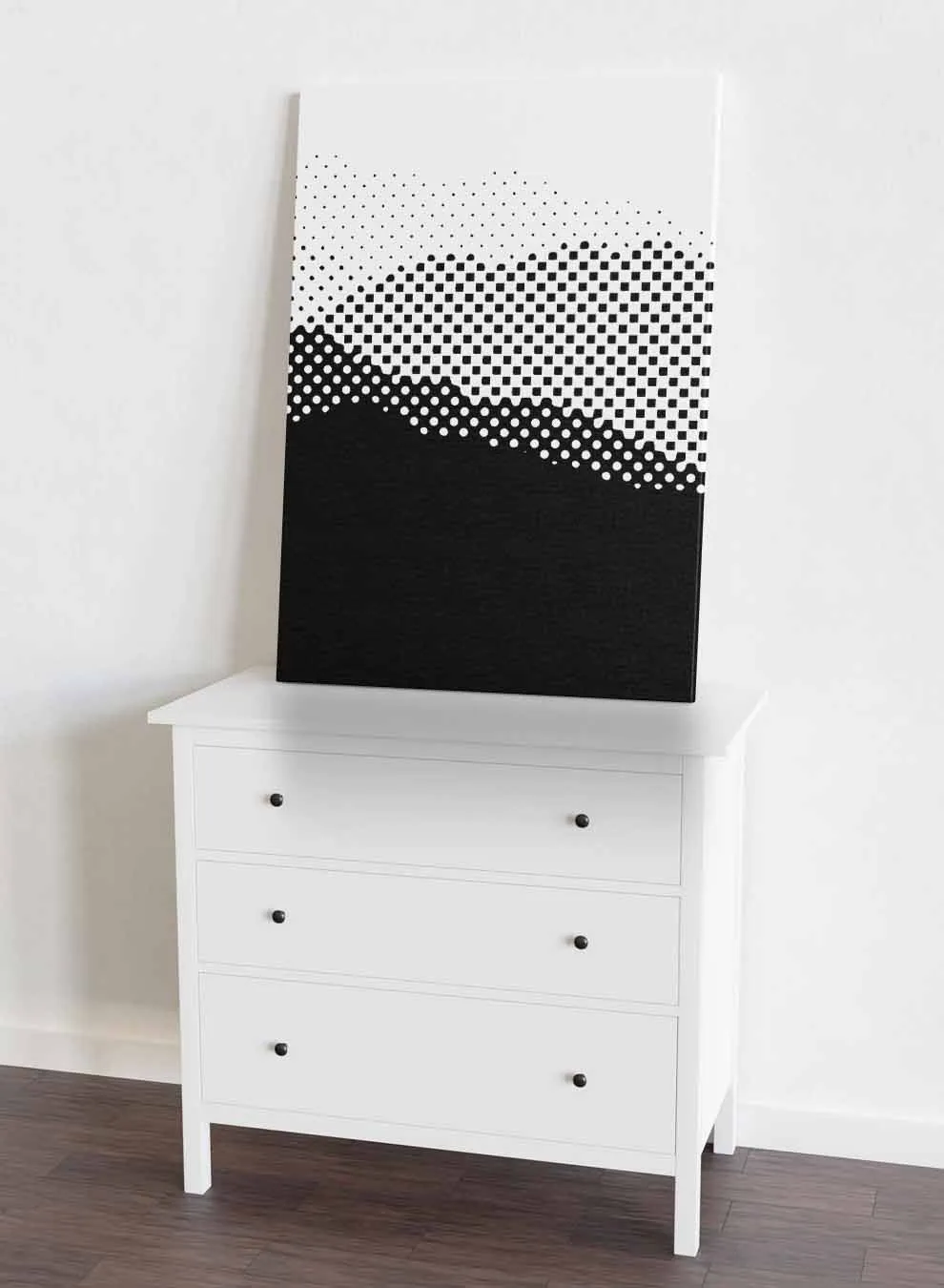Canvas Wall Art Stretched Over Wooden Frame with Black Floating Frame