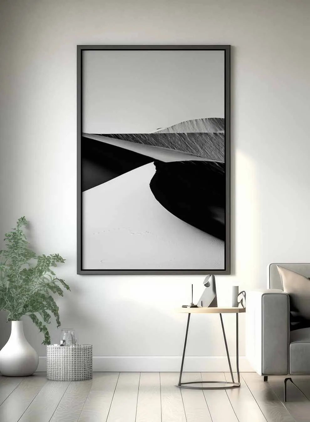Canvas Wall Art Stretched Over Wooden Frame with Black Floating Frame