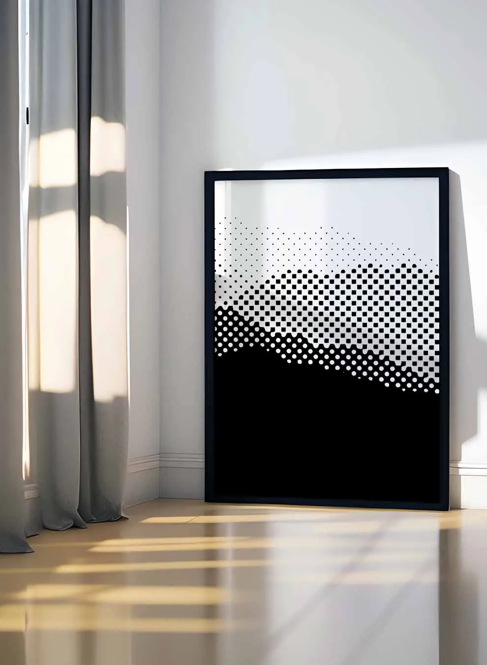 Canvas Wall Art Stretched Over Wooden Frame with Black Floating Frame