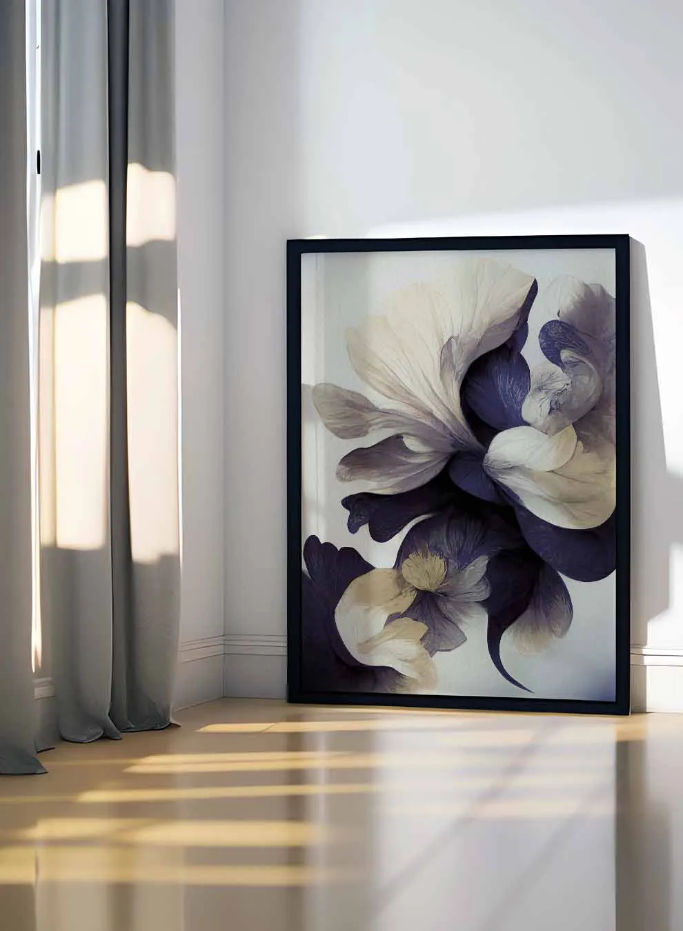 Canvas Wall Art Stretched Over Wooden Frame with Black Floating Frame