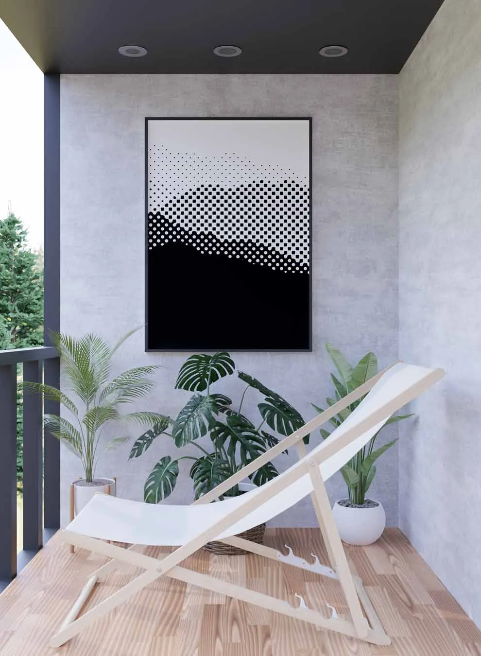 Canvas Wall Art Stretched Over Wooden Frame with Black Floating Frame