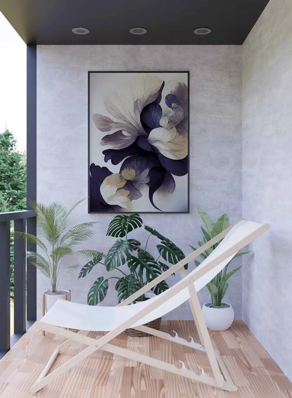 Canvas Wall Art Stretched Over Wooden Frame with Black Floating Frame