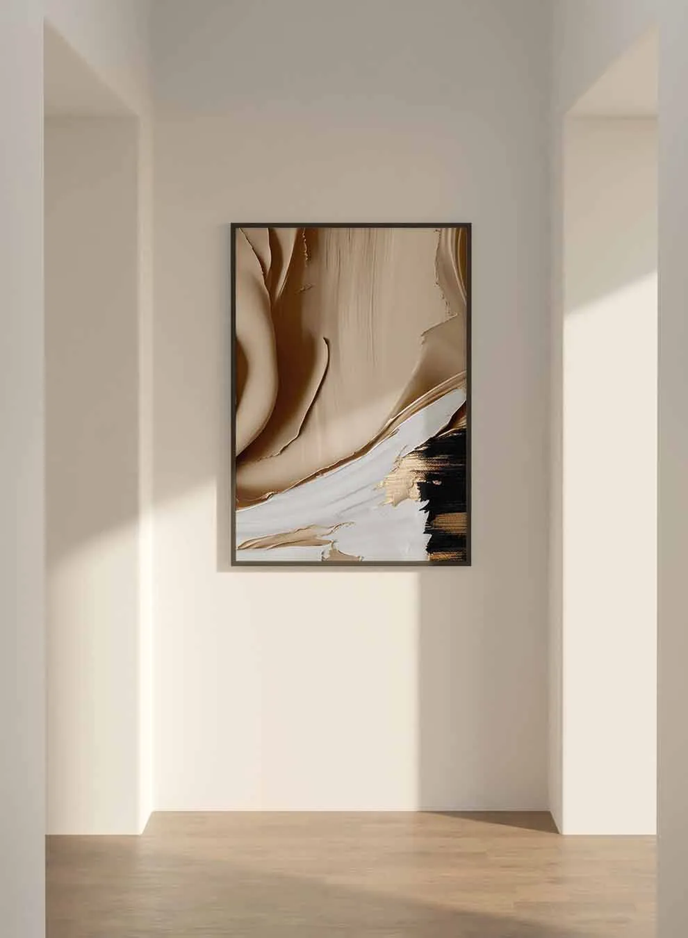 Canvas Wall Art Stretched Over Wooden Frame with Black Floating Frame