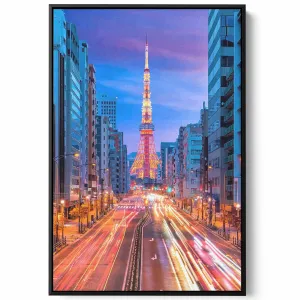 Canvas Wall Art Stretched Over Wooden Frame with Black Floating Frame