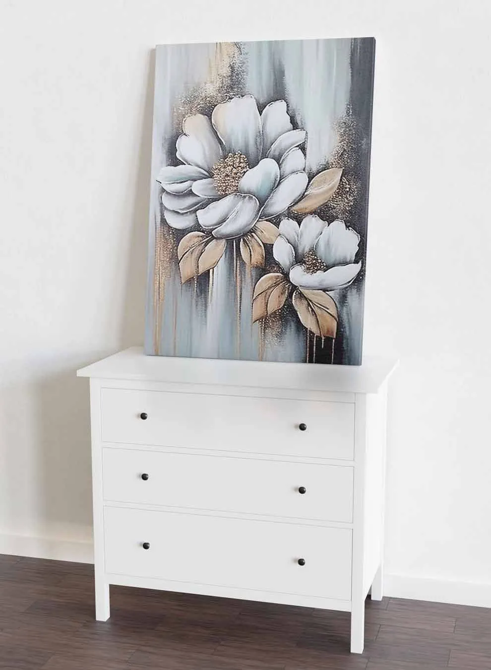 Canvas Wall Art Stretched Over Wooden Frame with Black Floating Frame