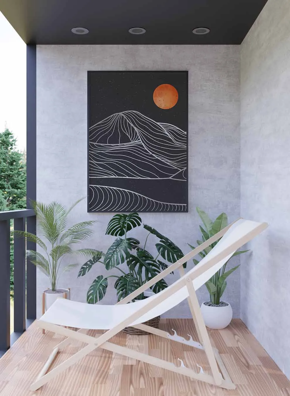Canvas Wall Art Stretched Over Wooden Frame with Black Floating Frame
