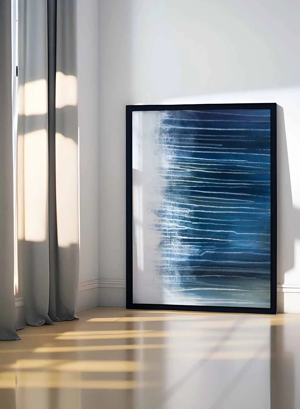 Canvas Wall Art Stretched Over Wooden Frame with Black Floating Frame