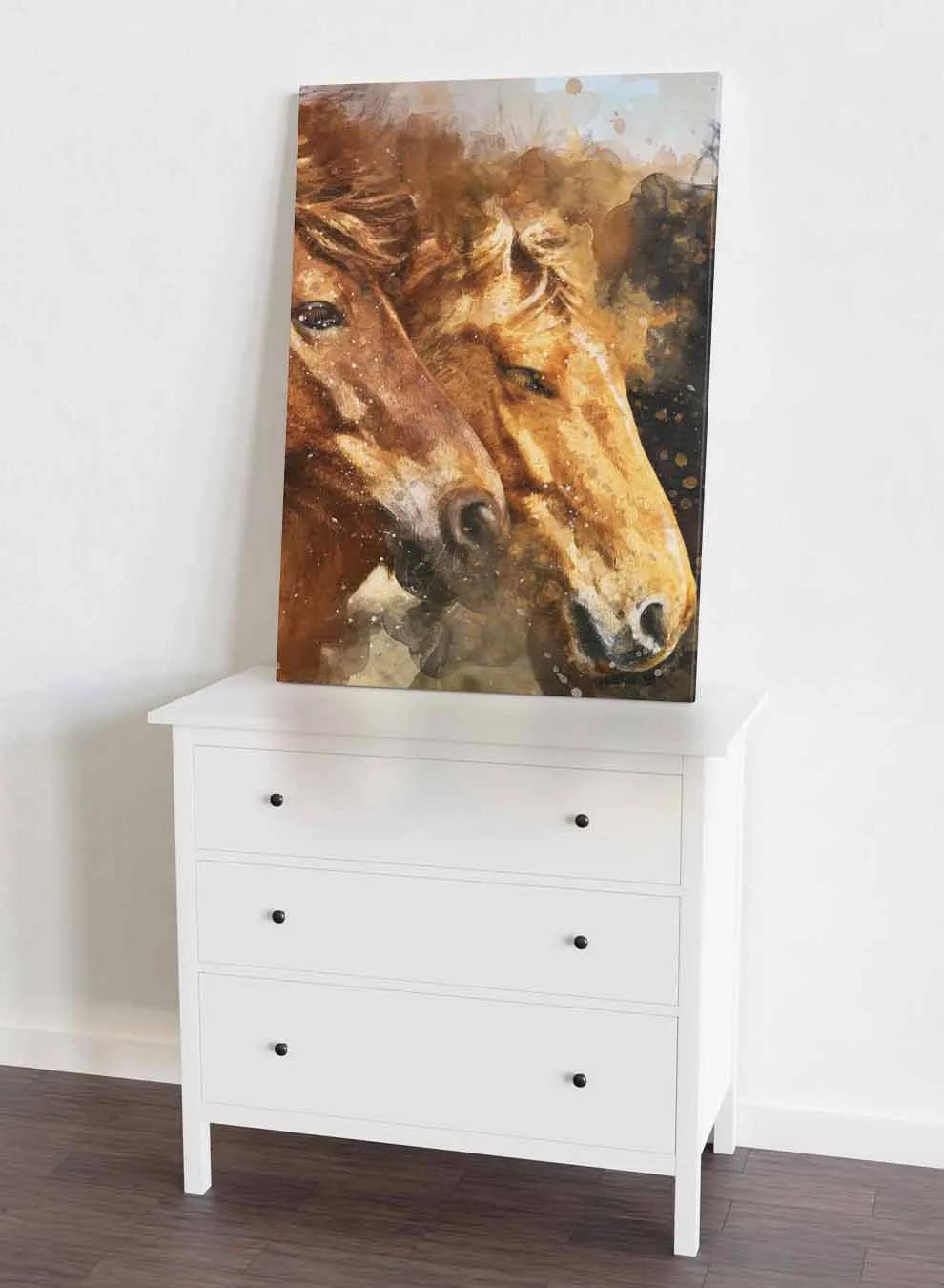 Canvas Wall Art Stretched Over Wooden Frame with Black Floating Frame