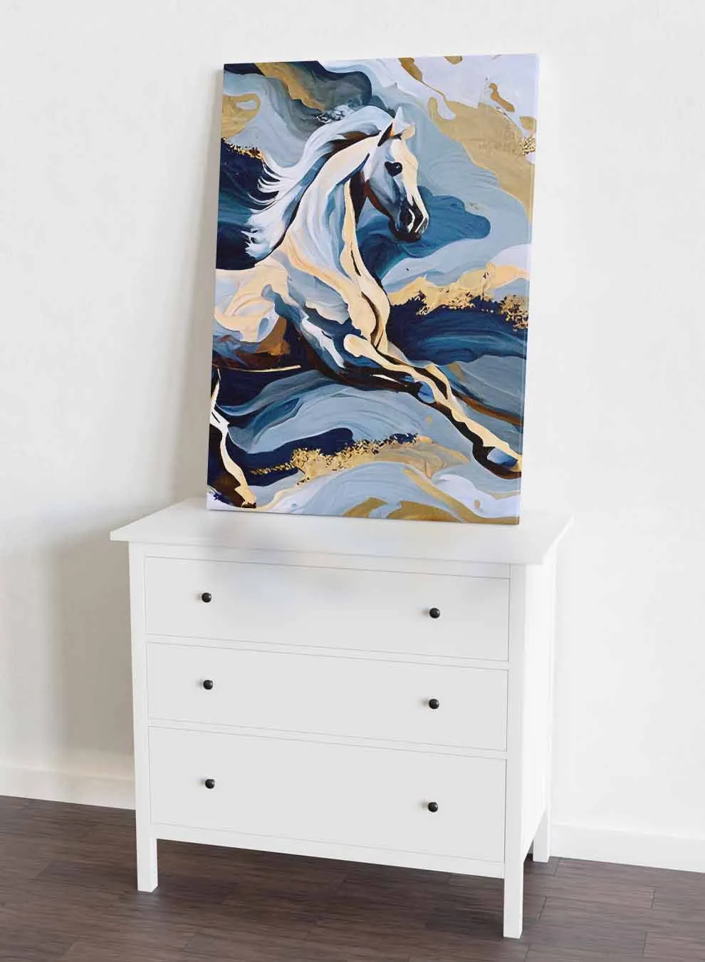 Canvas Wall Art Stretched Over Wooden Frame with Black Floating Frame