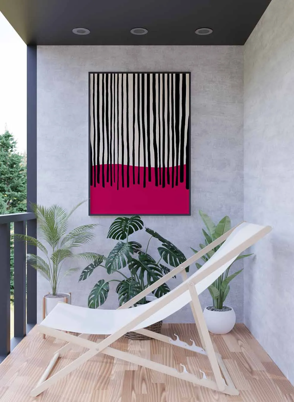 Canvas Wall Art Stretched Over Wooden Frame with Black Floating Frame