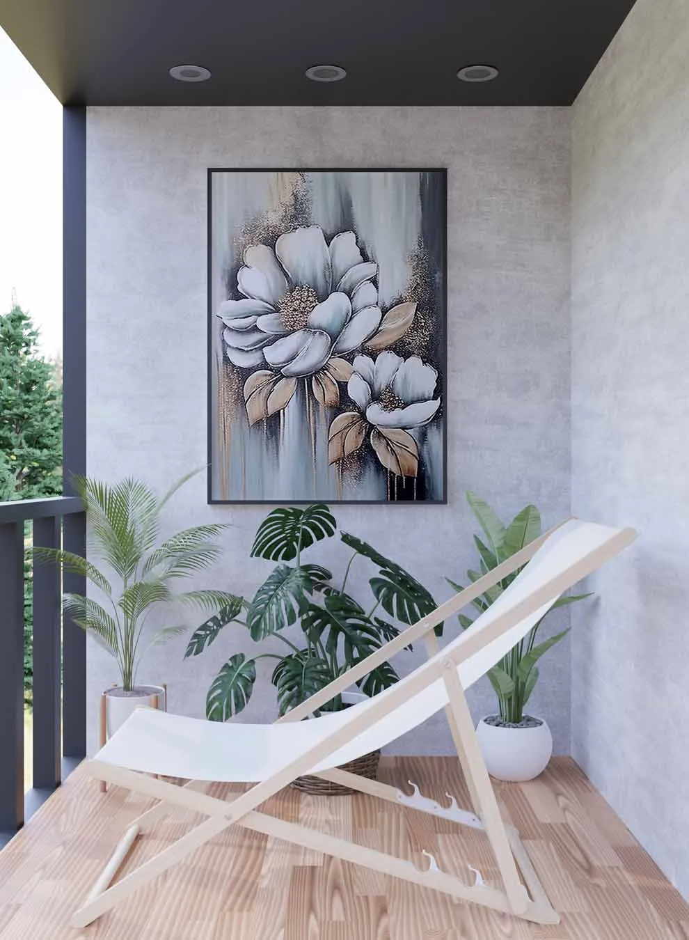 Canvas Wall Art Stretched Over Wooden Frame with Black Floating Frame