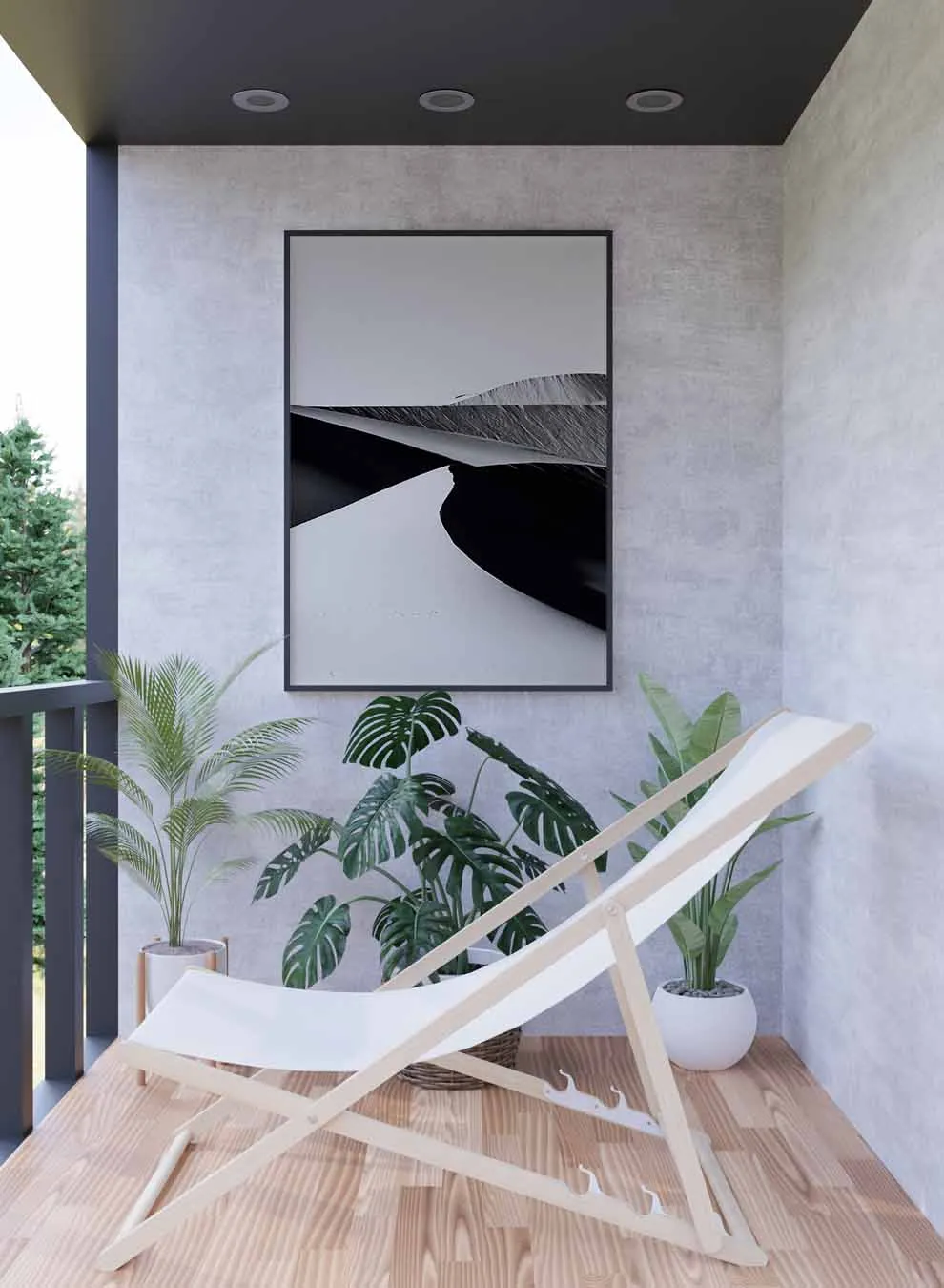 Canvas Wall Art Stretched Over Wooden Frame with Black Floating Frame