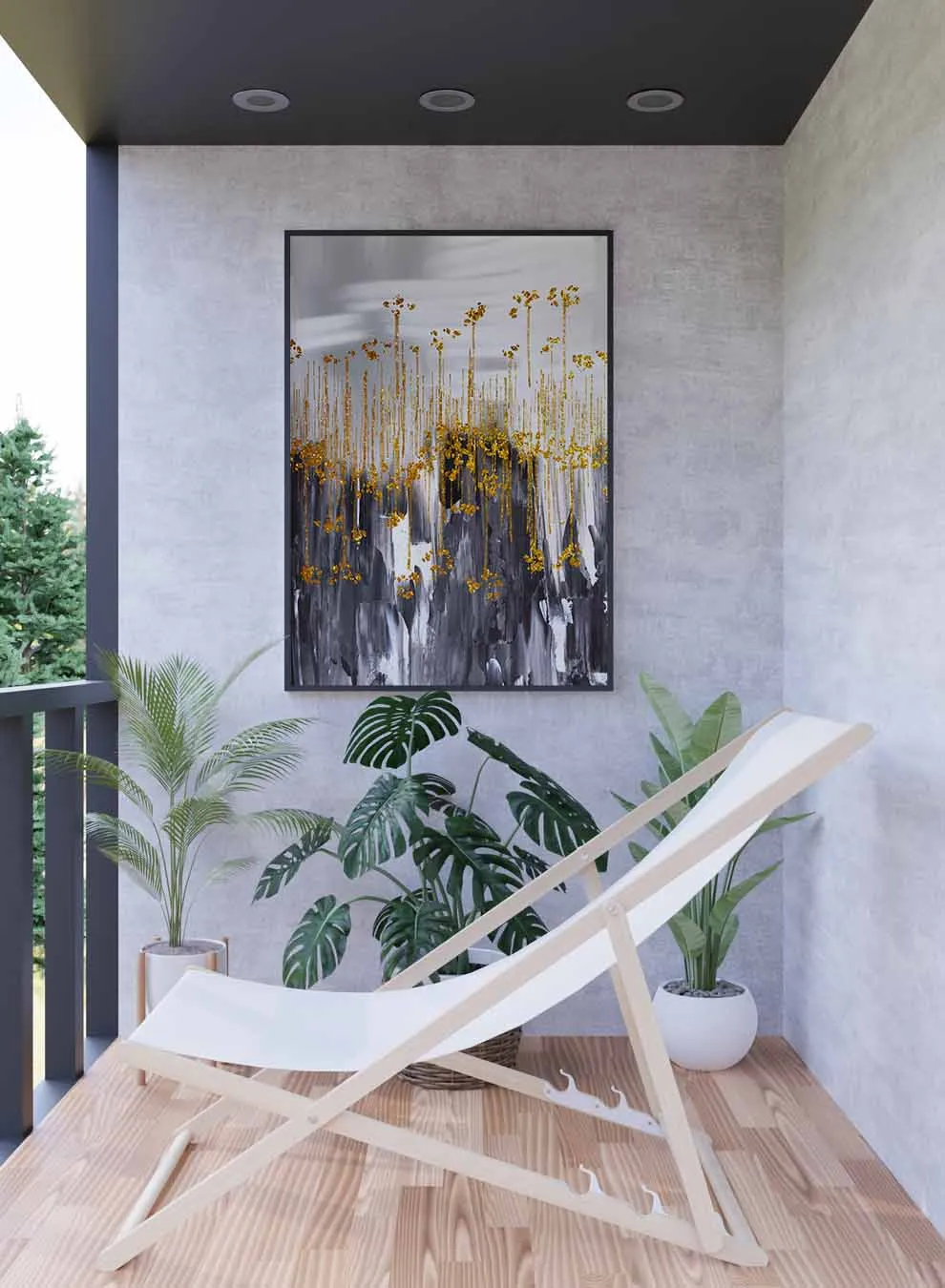 Canvas Wall Art Stretched Over Wooden Frame with Black Floating Frame