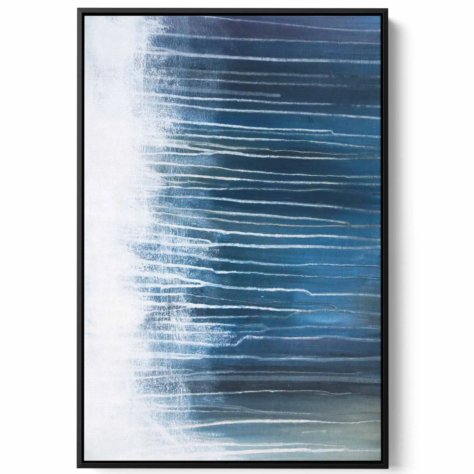 Canvas Wall Art Stretched Over Wooden Frame with Black Floating Frame