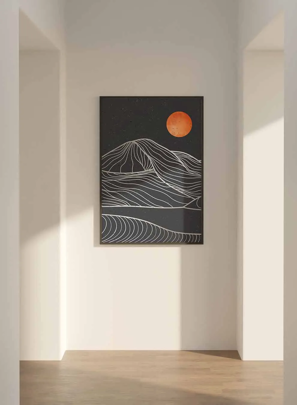 Canvas Wall Art Stretched Over Wooden Frame with Black Floating Frame