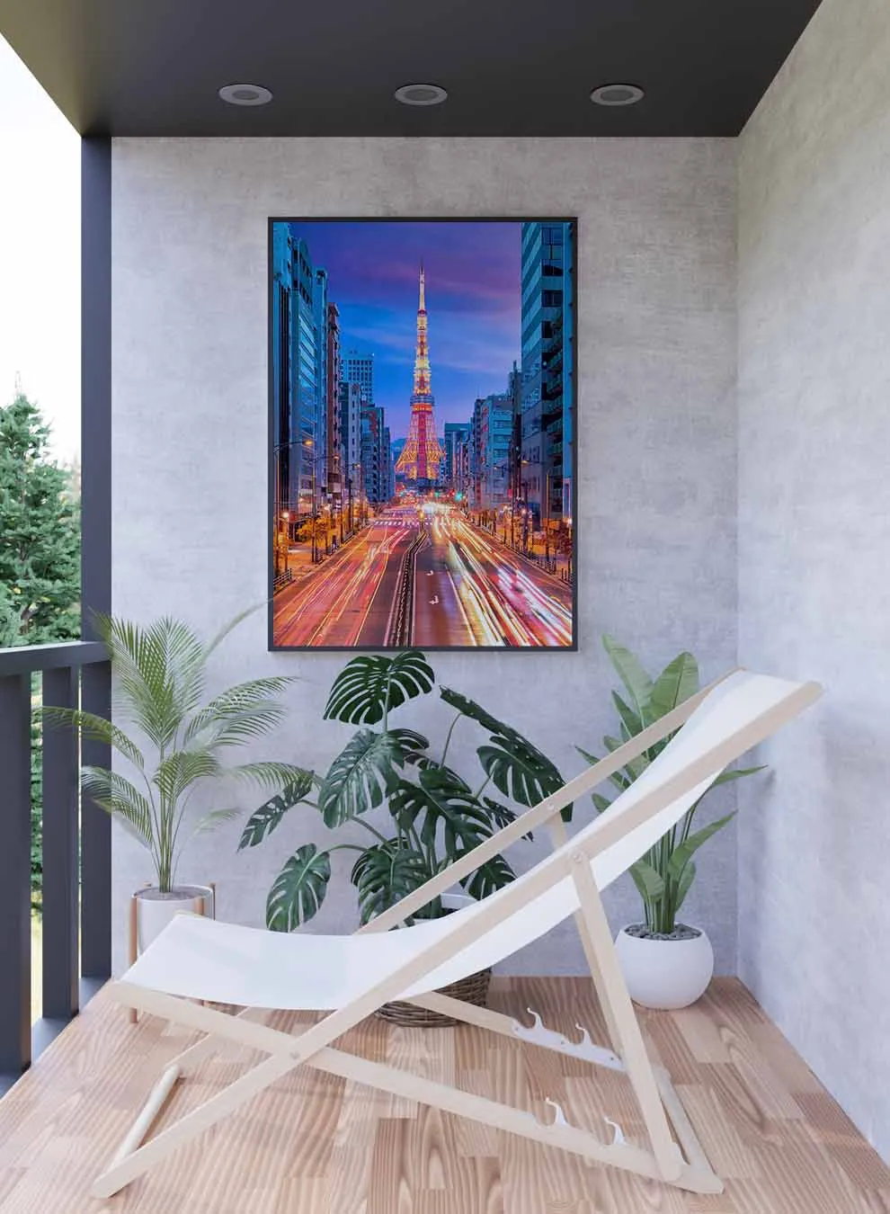 Canvas Wall Art Stretched Over Wooden Frame with Black Floating Frame