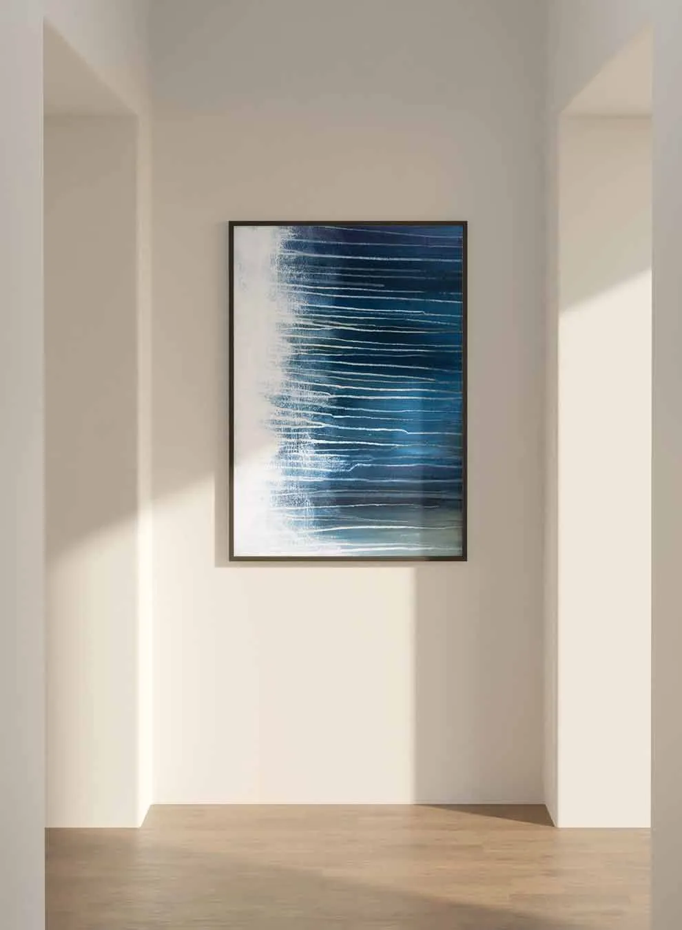 Canvas Wall Art Stretched Over Wooden Frame with Black Floating Frame