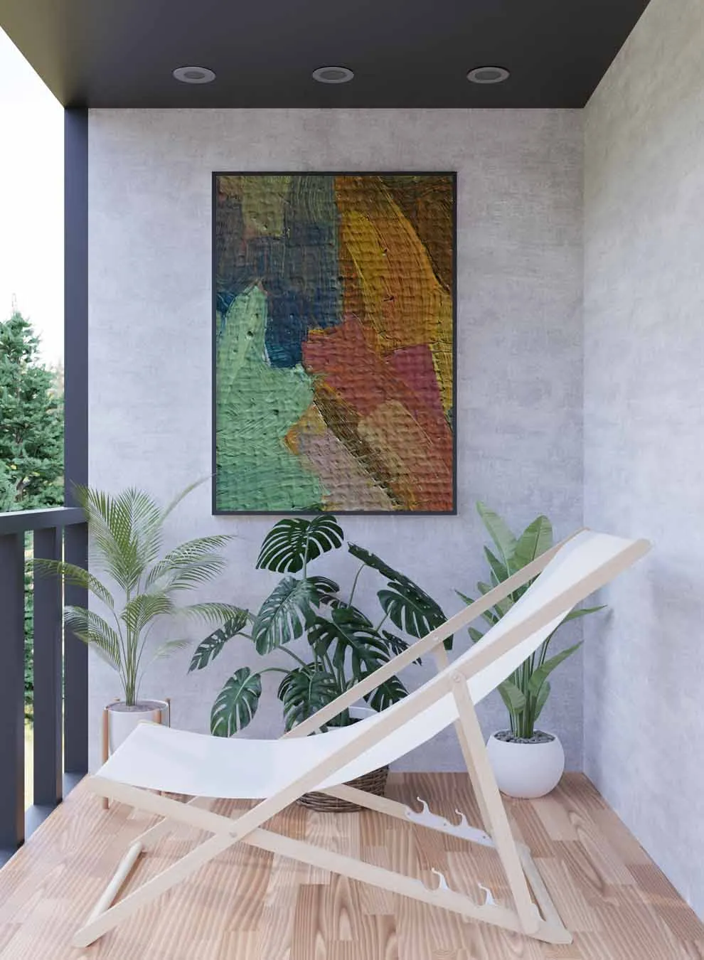 Canvas Wall Art Stretched Over Wooden Frame with Black Floating Frame