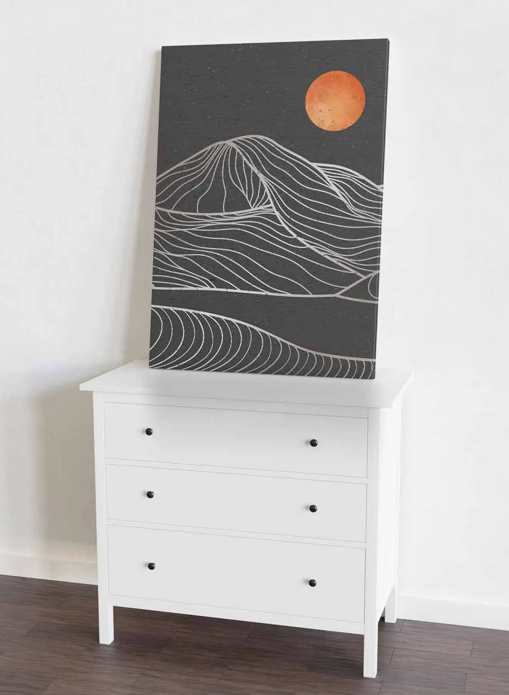 Canvas Wall Art Stretched Over Wooden Frame with Black Floating Frame