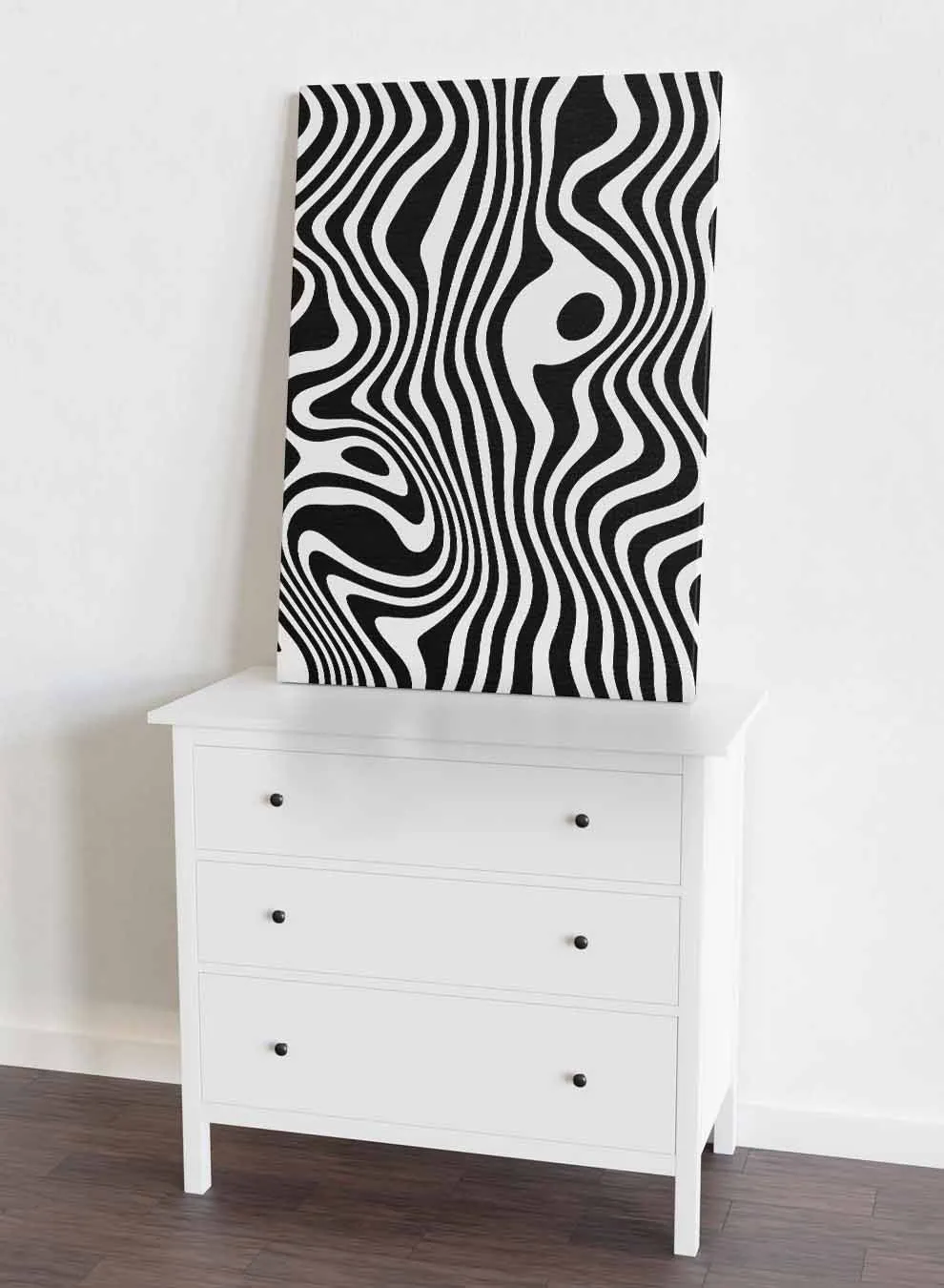 Canvas Wall Art Stretched Over Wooden Frame with Black Floating Frame