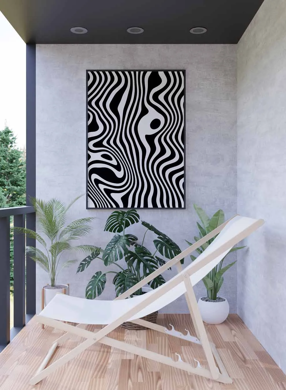 Canvas Wall Art Stretched Over Wooden Frame with Black Floating Frame