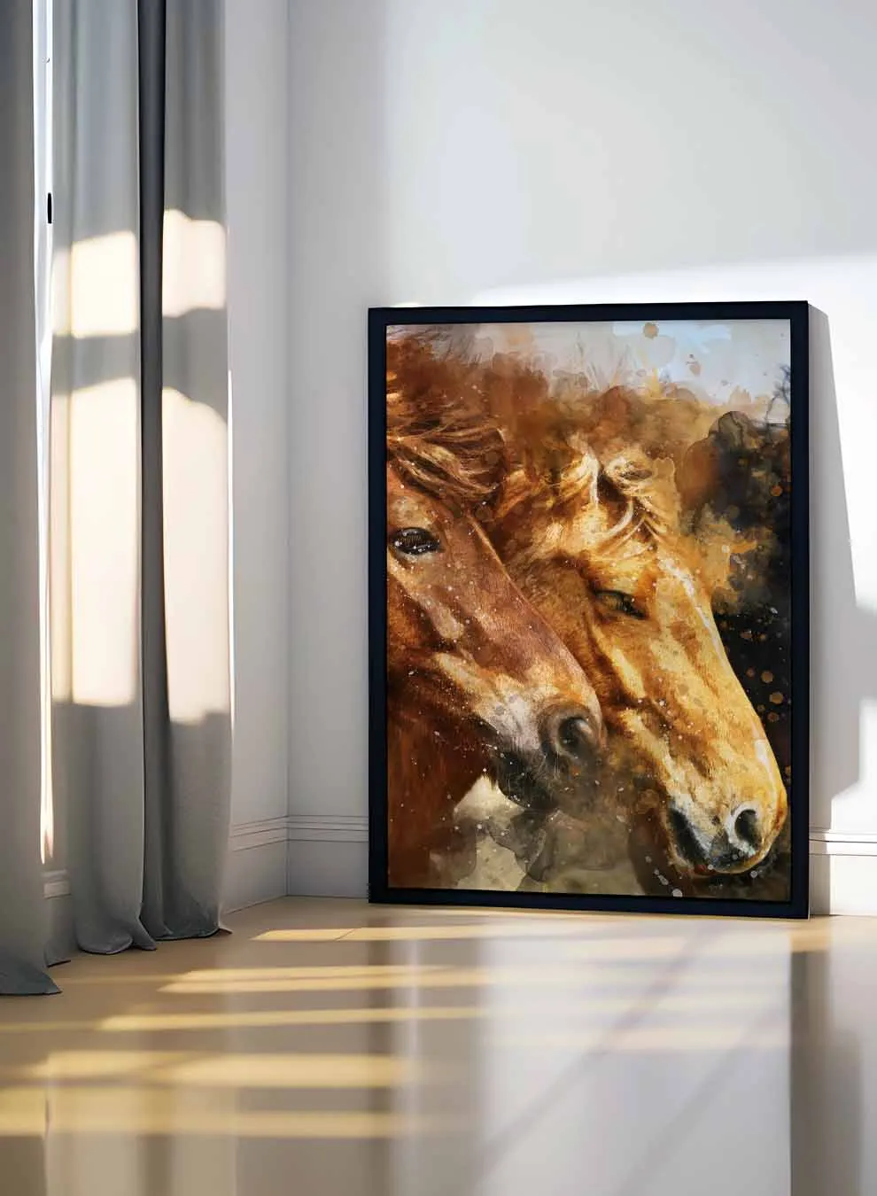 Canvas Wall Art Stretched Over Wooden Frame with Black Floating Frame