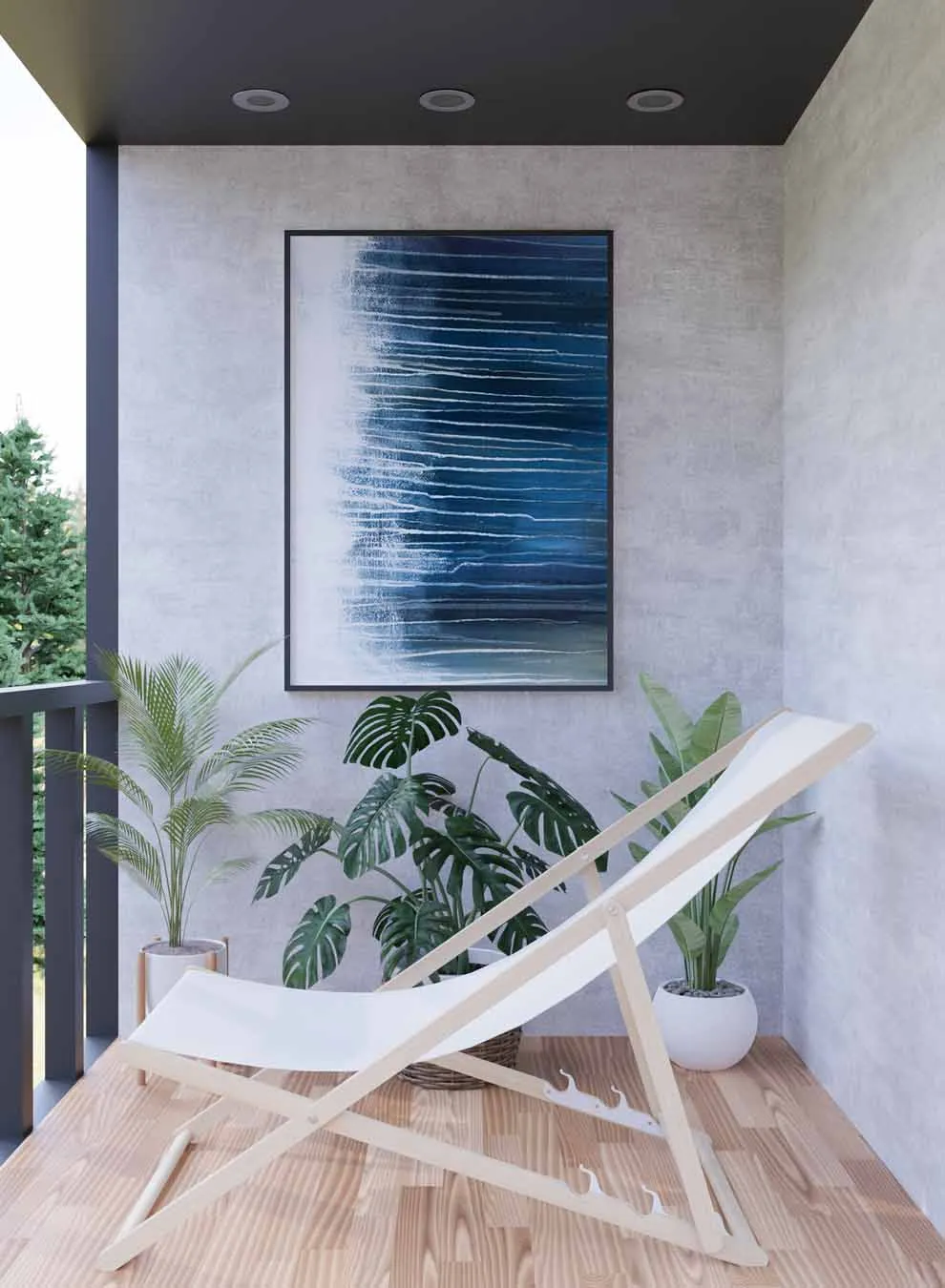 Canvas Wall Art Stretched Over Wooden Frame with Black Floating Frame
