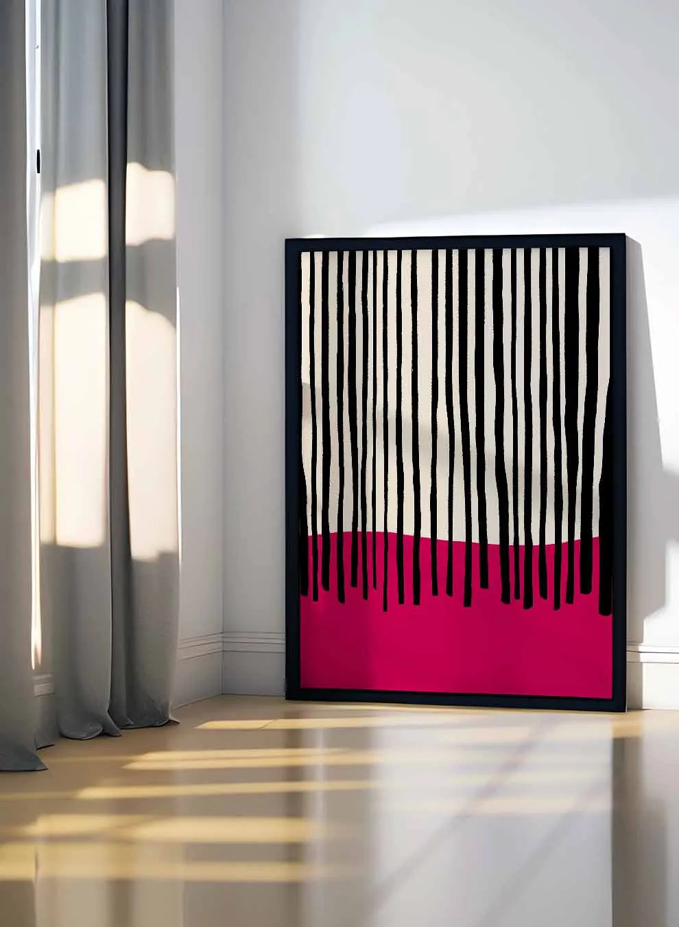 Canvas Wall Art Stretched Over Wooden Frame with Black Floating Frame