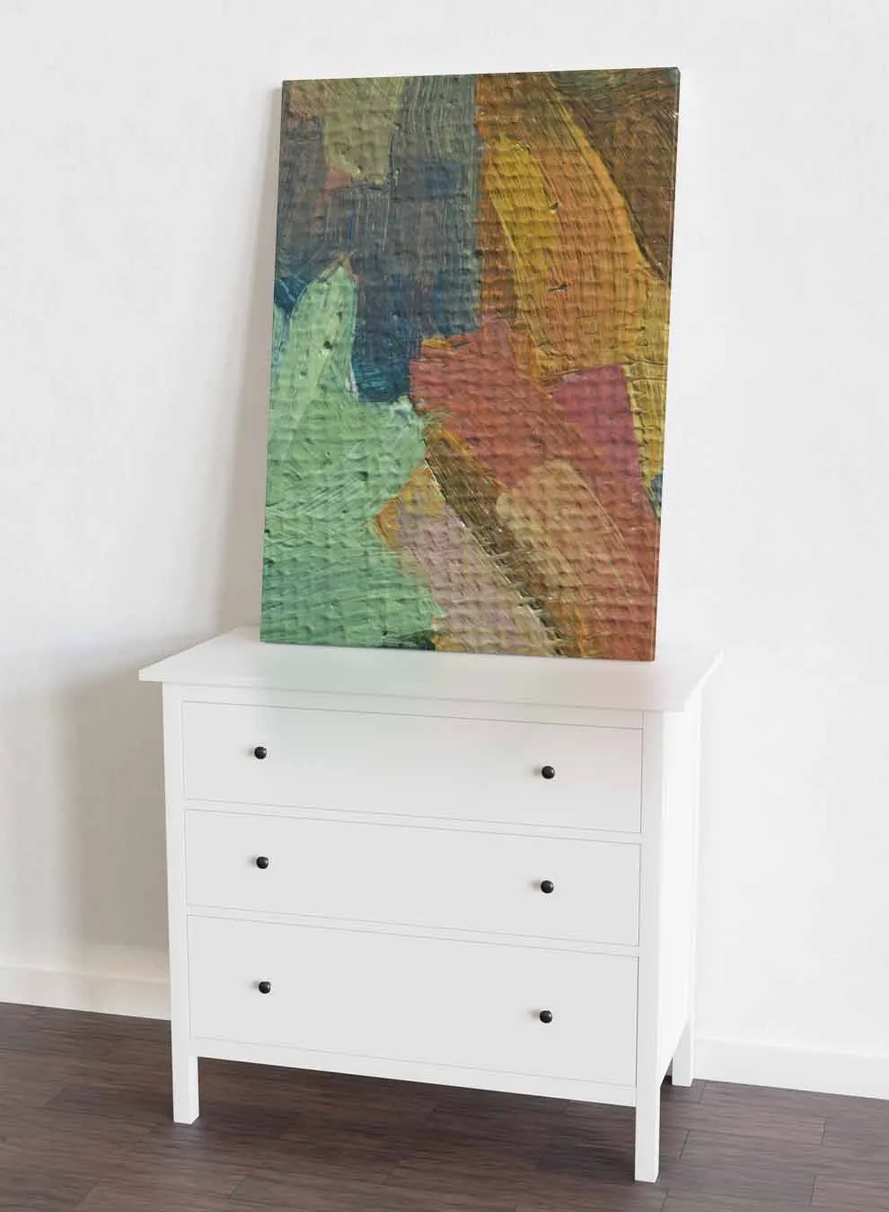 Canvas Wall Art Stretched Over Wooden Frame with Black Floating Frame