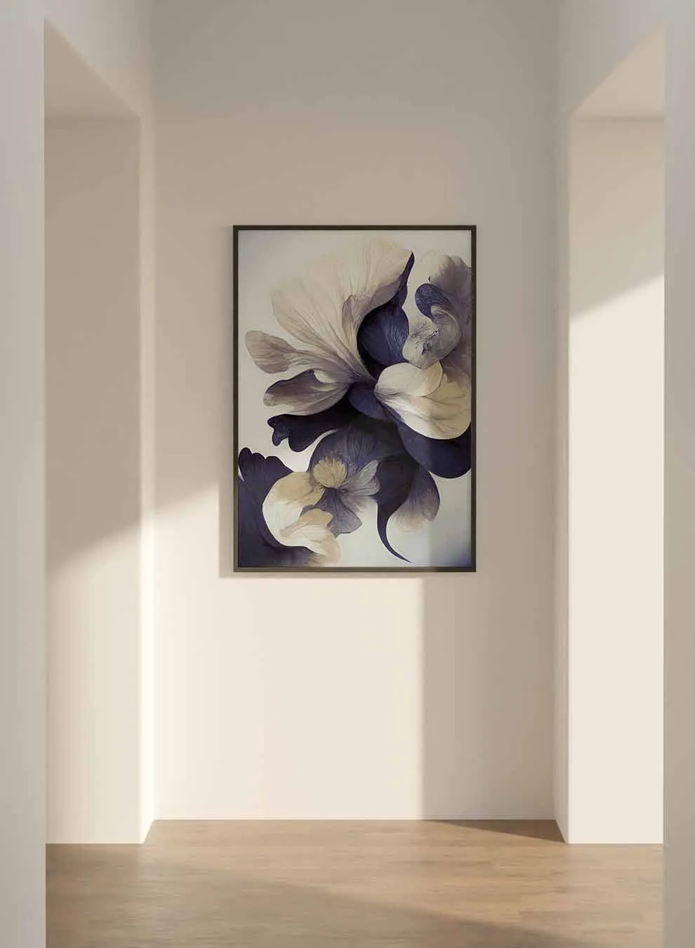 Canvas Wall Art Stretched Over Wooden Frame with Black Floating Frame