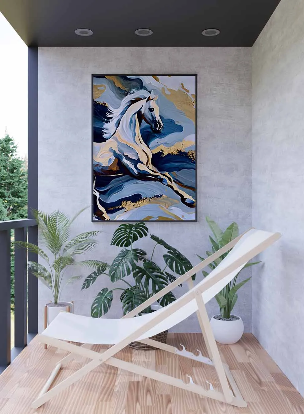 Canvas Wall Art Stretched Over Wooden Frame with Black Floating Frame