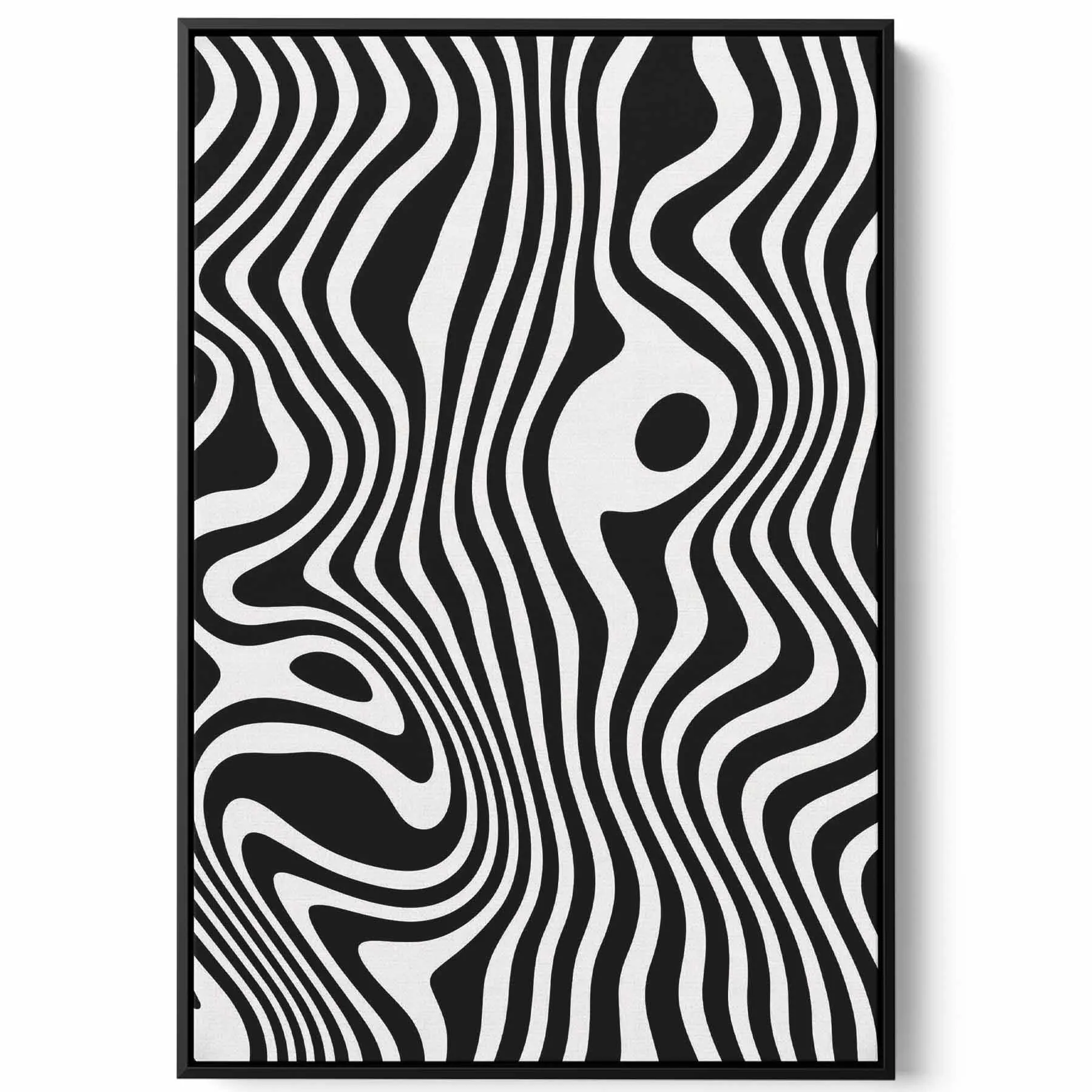 Canvas Wall Art Stretched Over Wooden Frame with Black Floating Frame