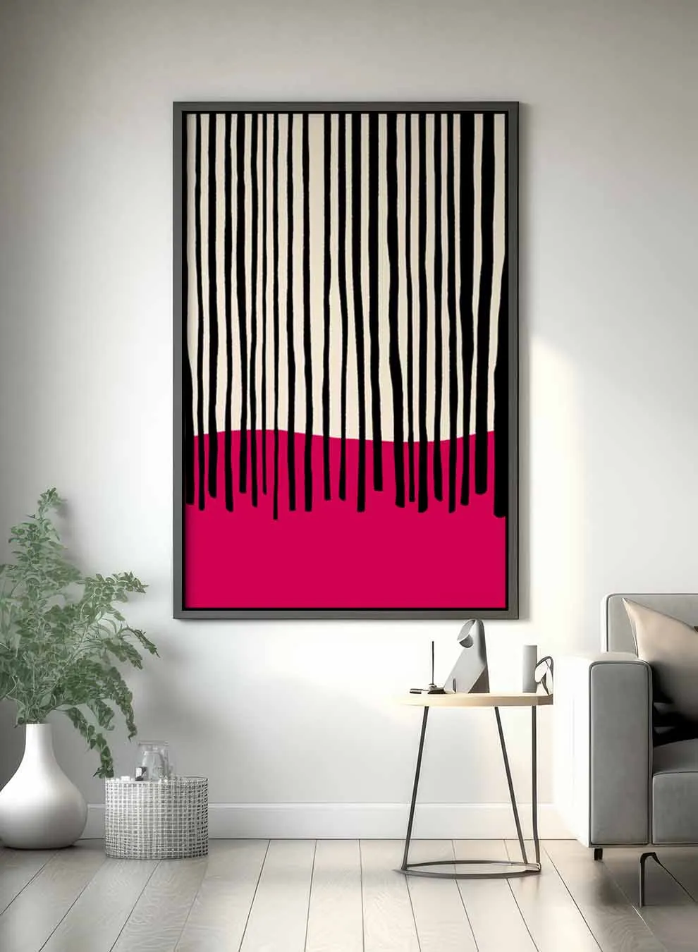 Canvas Wall Art Stretched Over Wooden Frame with Black Floating Frame