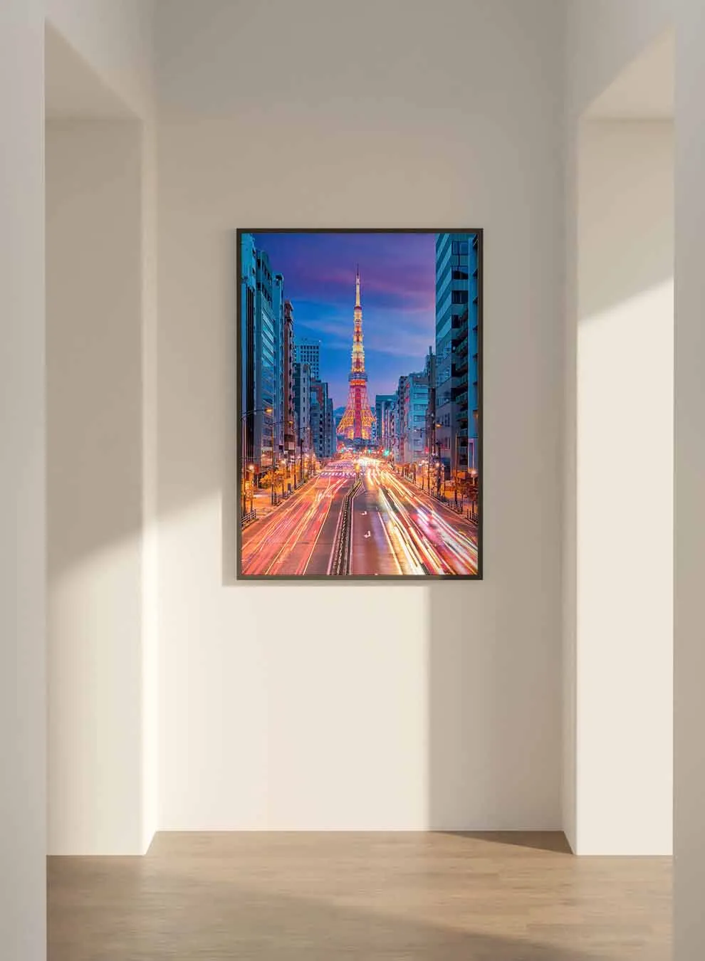 Canvas Wall Art Stretched Over Wooden Frame with Black Floating Frame
